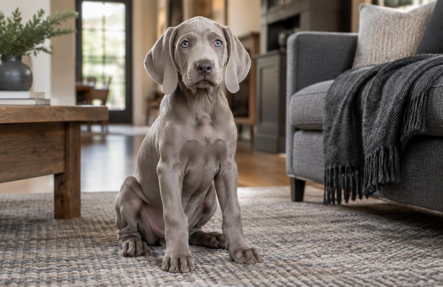 Weimaraner ilustrando la guía