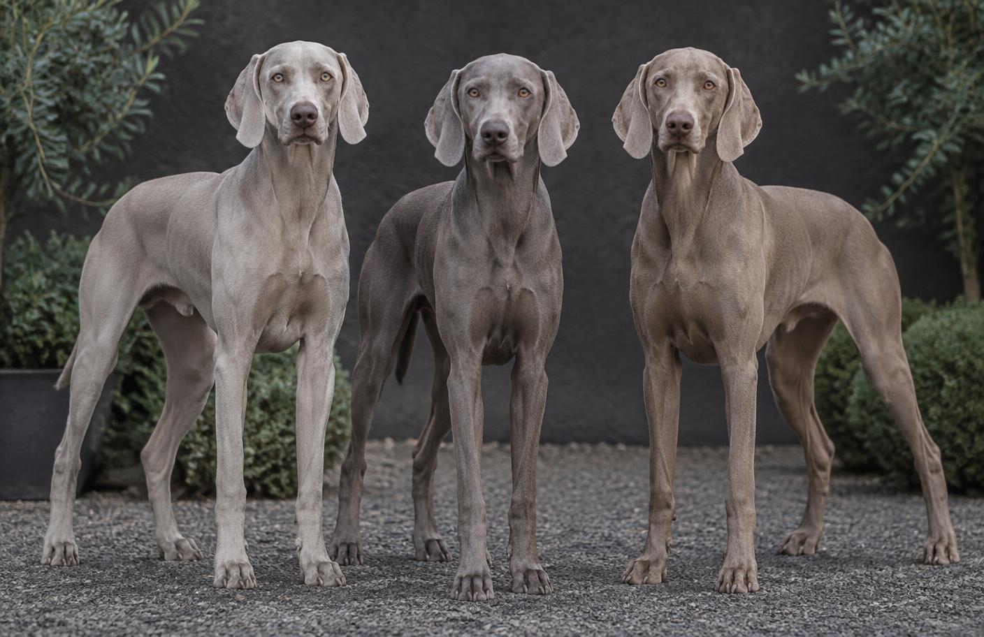 Weimaraners gris plata, gris ratón y gris corzo